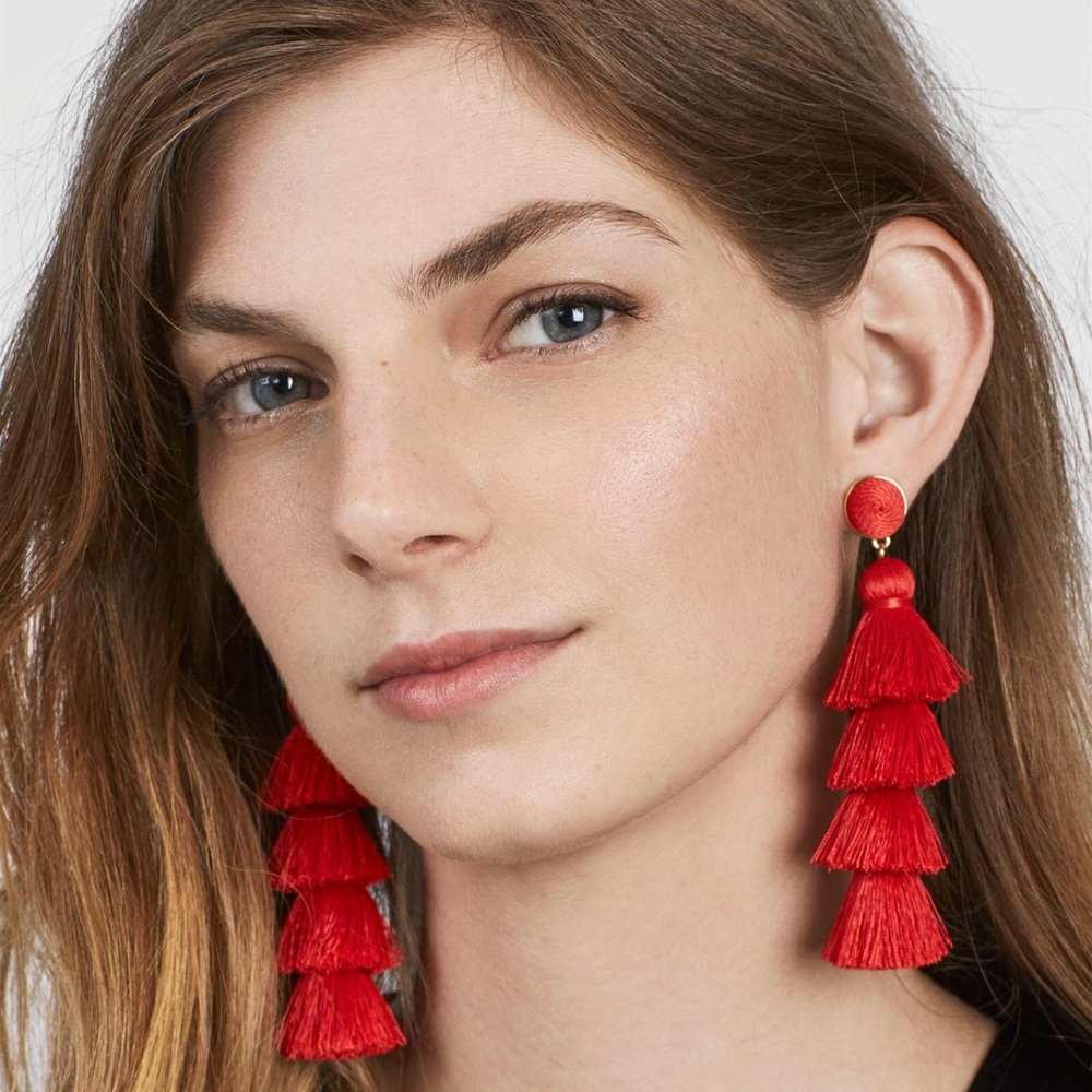 Bauble Bar Gabriela Red Tassel Earrings